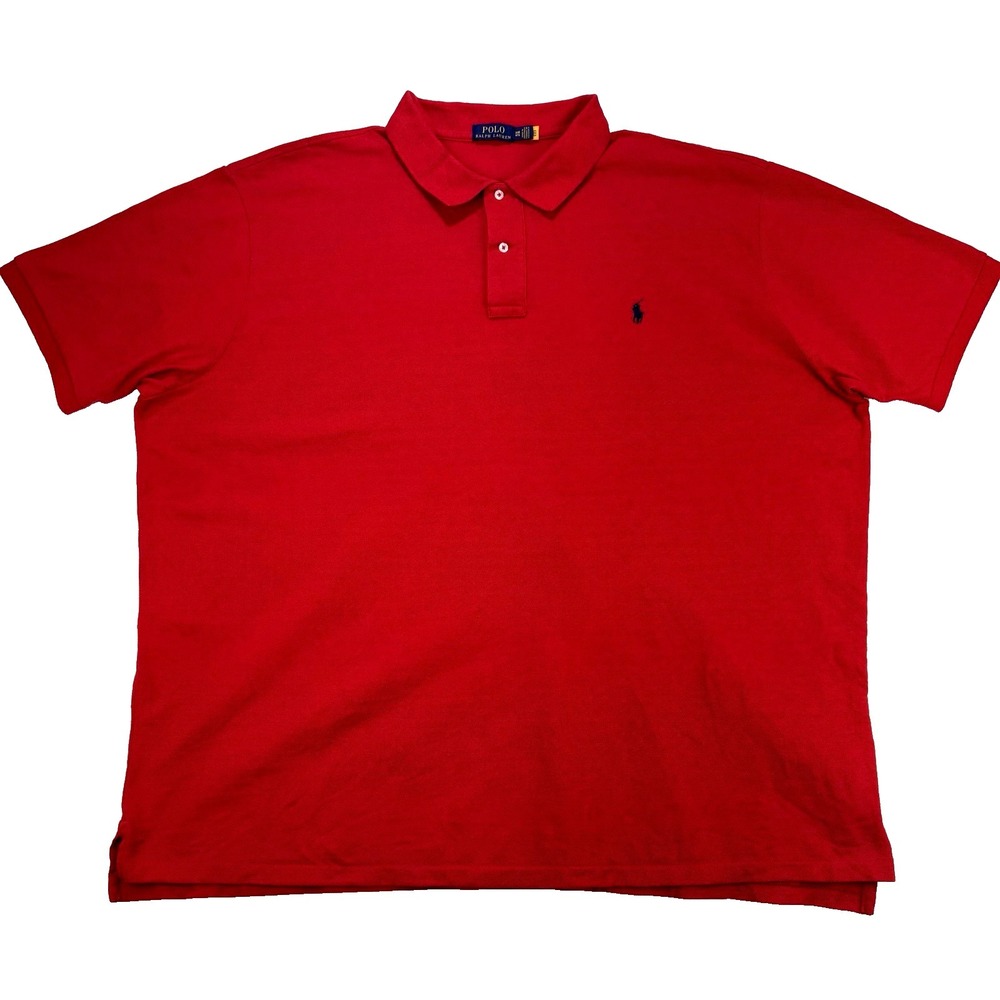 POLO Ralph Lauren Shirt Men Red 4XB TG Short Sleeve Blue Pony